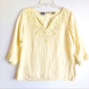 Edward Irish Linen Swirly Embroidered Blouse